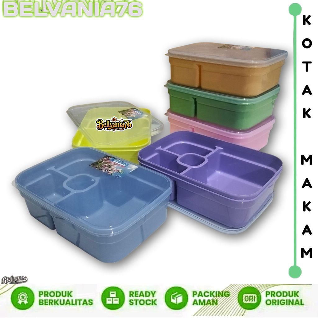 Misting Kotak Makan Bento Plastik / Lunch Box Sekat 4 Yoyostar / Kotak Makan Catering