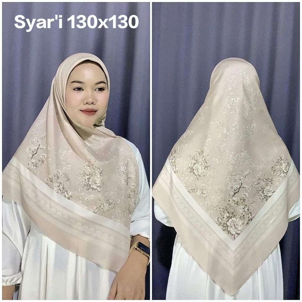 KERUDUNG SYAR'I JUMBO HIJAB SEGI EMPAT VOAL MOTIF BUNGA KALISTA COKSU