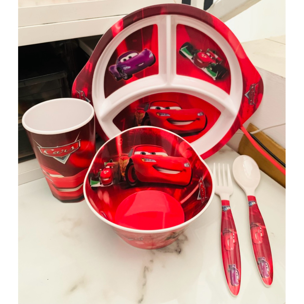 paket 4in1 piring melamin set karakter twins star melody pink mangkok bowl melamine anak kado mug