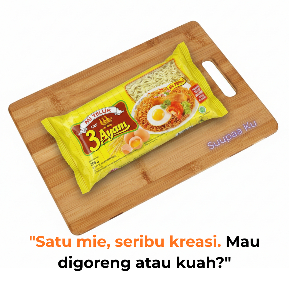 Mie Telur Cap 3 Ayam Asli Mie Kuning Kering Enak untuk Bakmi, Mie Goreng, Mie Kuah