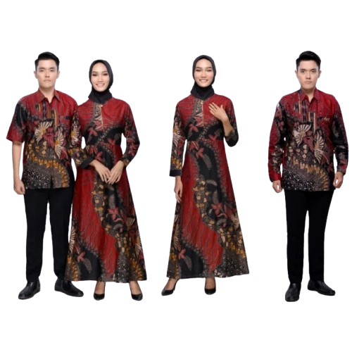 SARIMBIT GAMIS BATIK JUMBO COUPLE BATIK GAMIS MERAH SIZE M L XL XXL XXXL 4L 5L