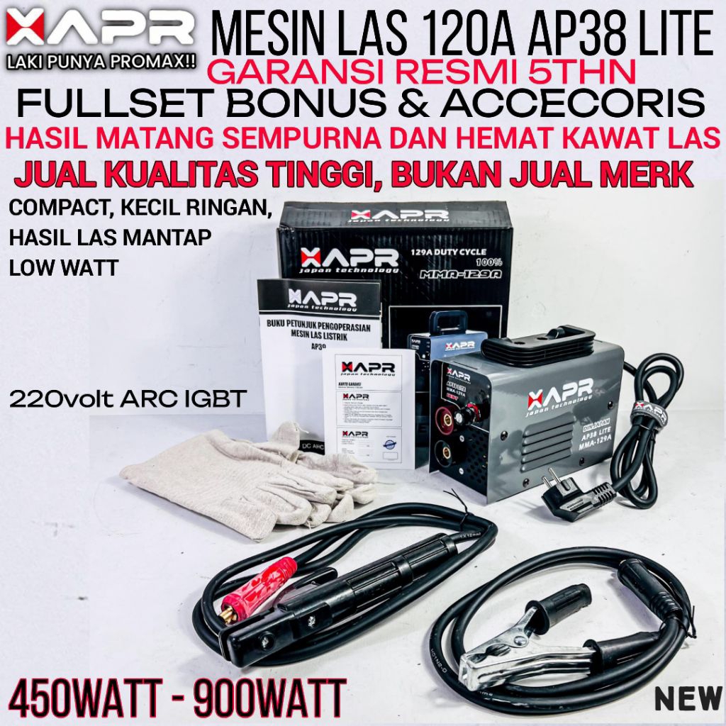 APR RAJA MESIN LAS 120A MMA TRAVO LAS INVERTER 450watt 900watt ap38 lite
