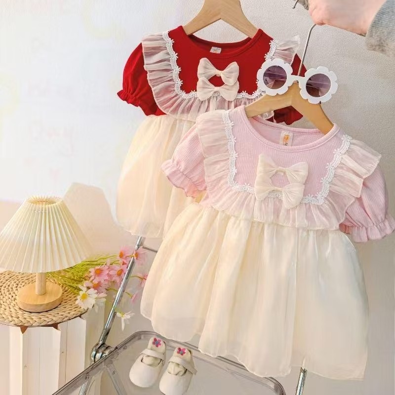 Dress Anak Perempuan Cewek Pita Dada Lucu