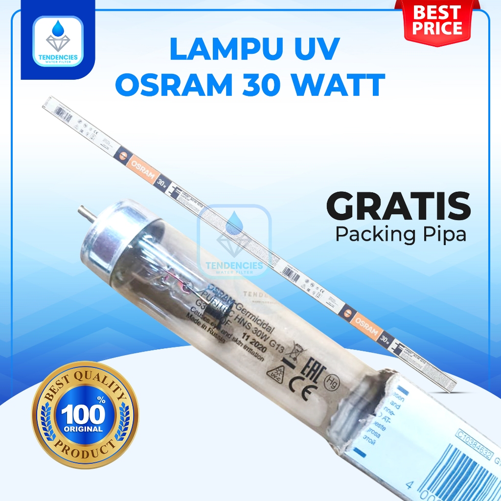 Lampu UV OSRAM 30 Watt Sterilisasi Air Minum Depot Air Isi Ulang Gratis Packing Pipa