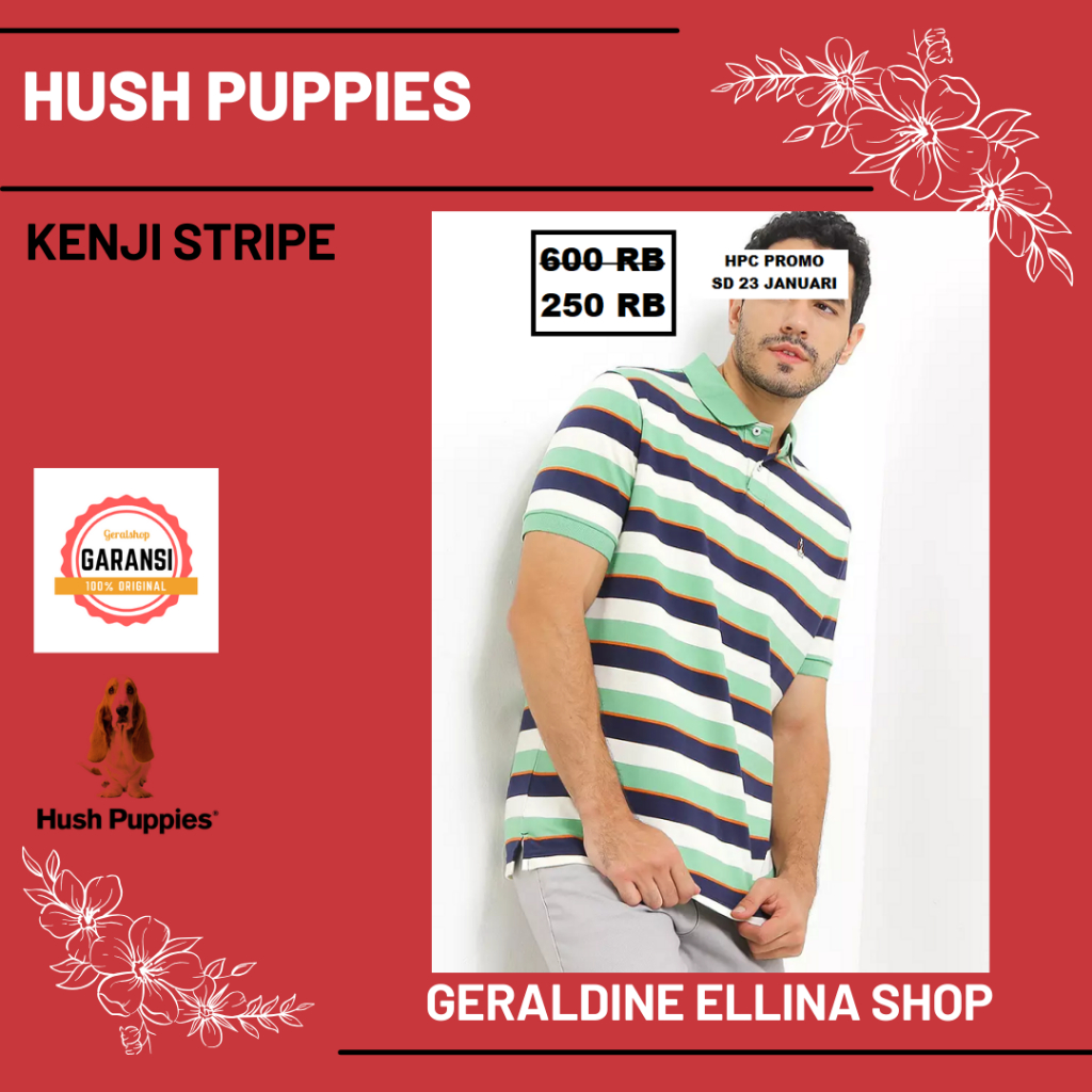 Kaos hush puppies pria laki laki men original sale seri KENJI STRIPE