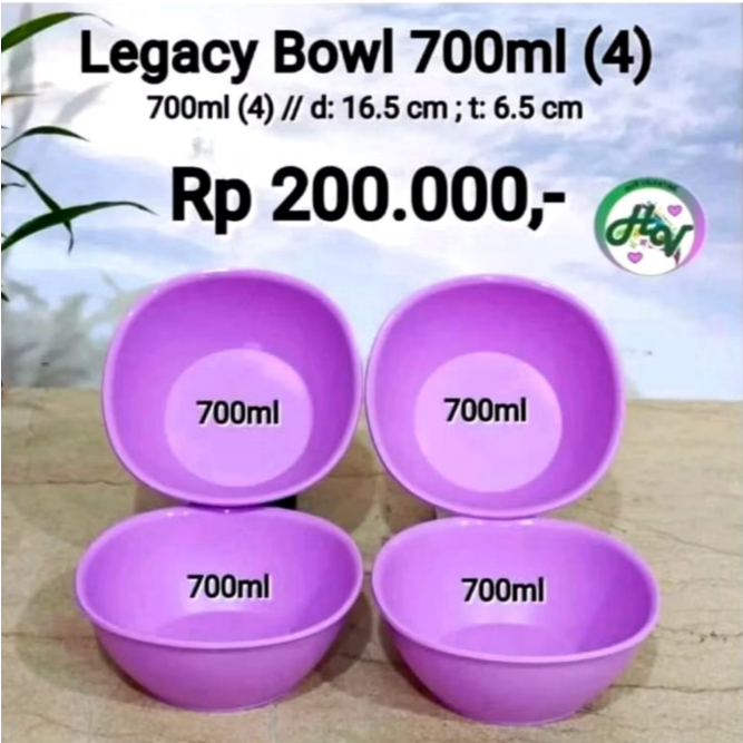 Tupperware Legacy Bowl 700ml (4pcs) Rp.200