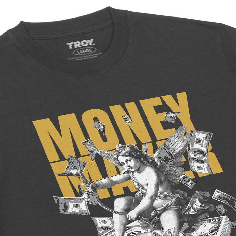 Troy Company T-shirt Dark Grey Money Maker - Kaos Lengan Pendek Kaos Abu Gelap MTD 2790