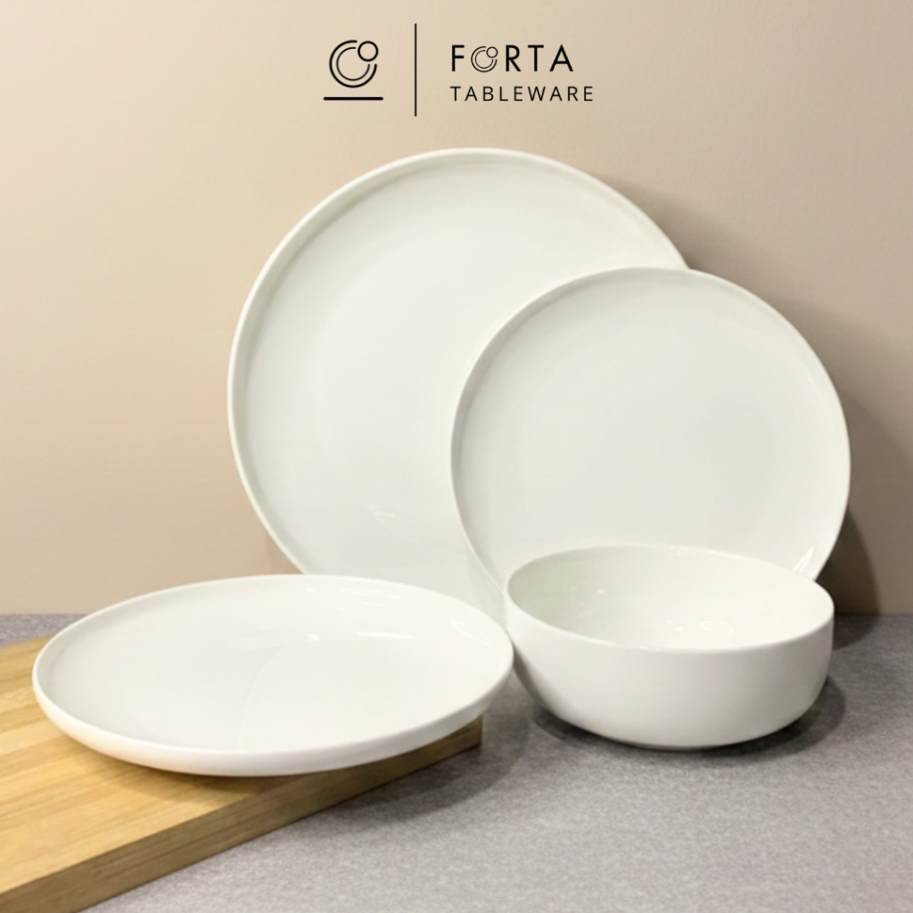 FORTA Piring Mangkok Putih Polos Keramik Premium / Piring Ceper putih serbaguna / JJ108 JJ679