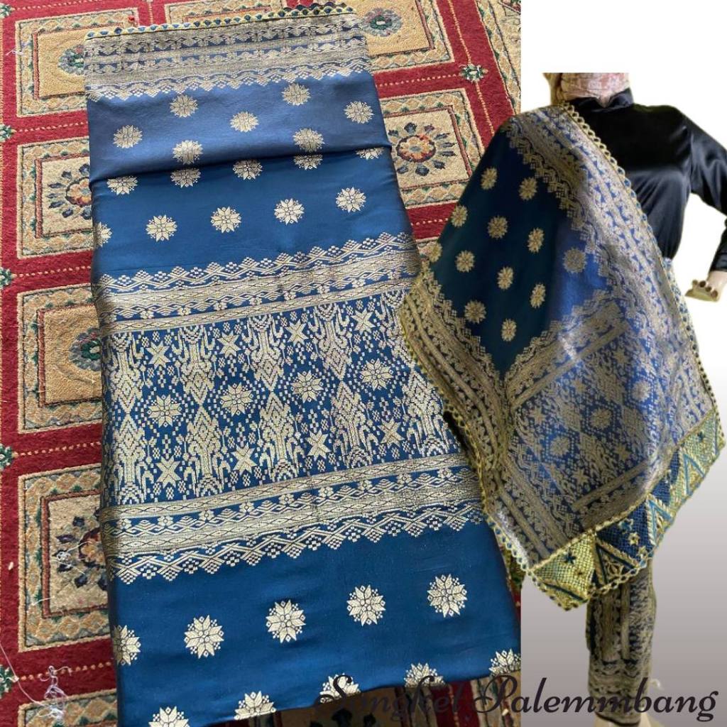 Kain Songket Bordir Palembang Dian Songket Set Selendang - Bawahan Kebaya Kondangan Mewah - Rok Pest
