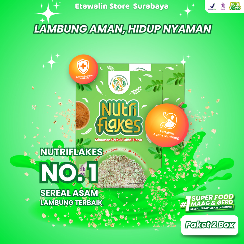Nutriflakes Sereal Obat Asam Lambung Maag Gerd 2 Box