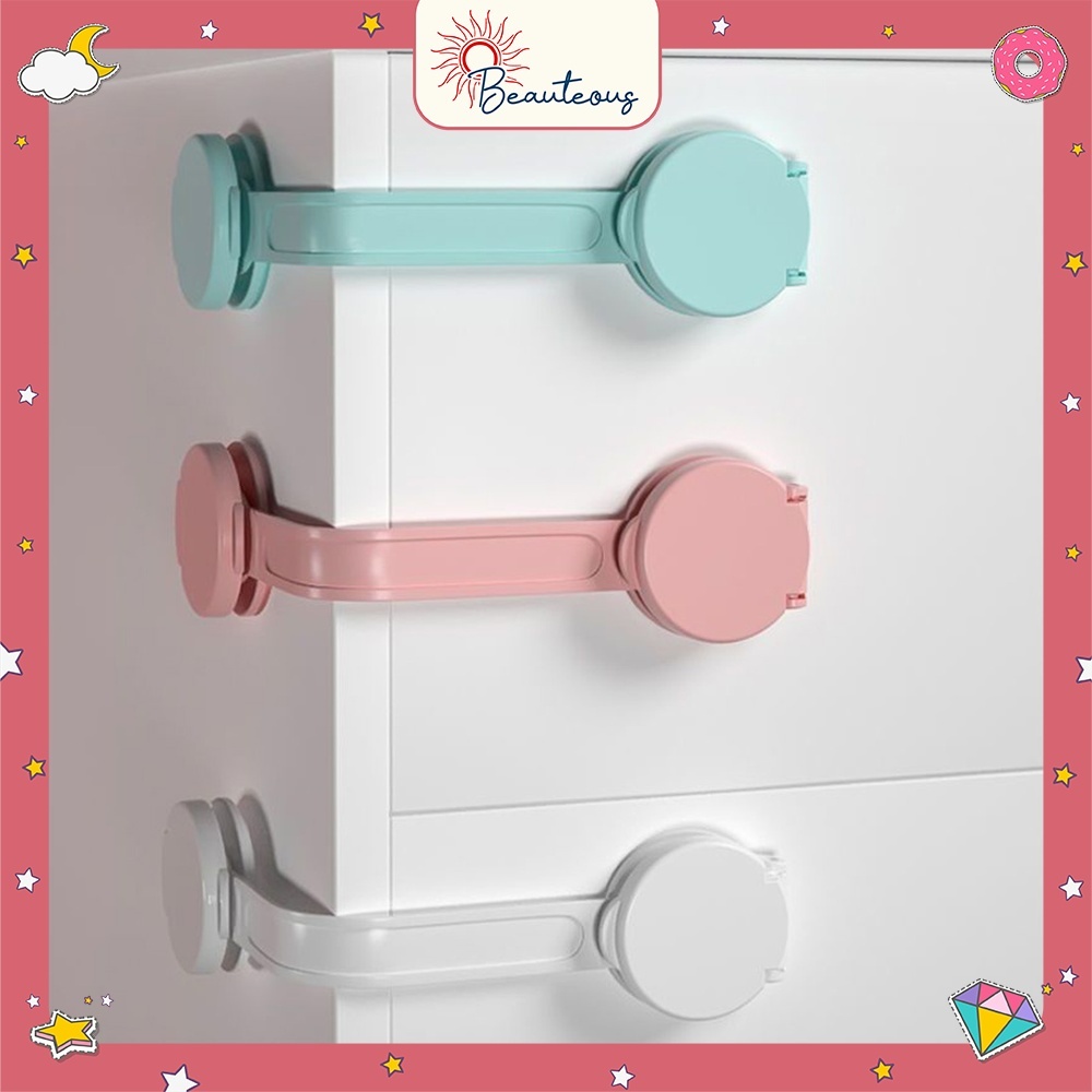 Pengaman Laci Lemari Pengunci Tambahan Safety Lock Kunci Pengaman Pintu Kulkas Aman Kuat