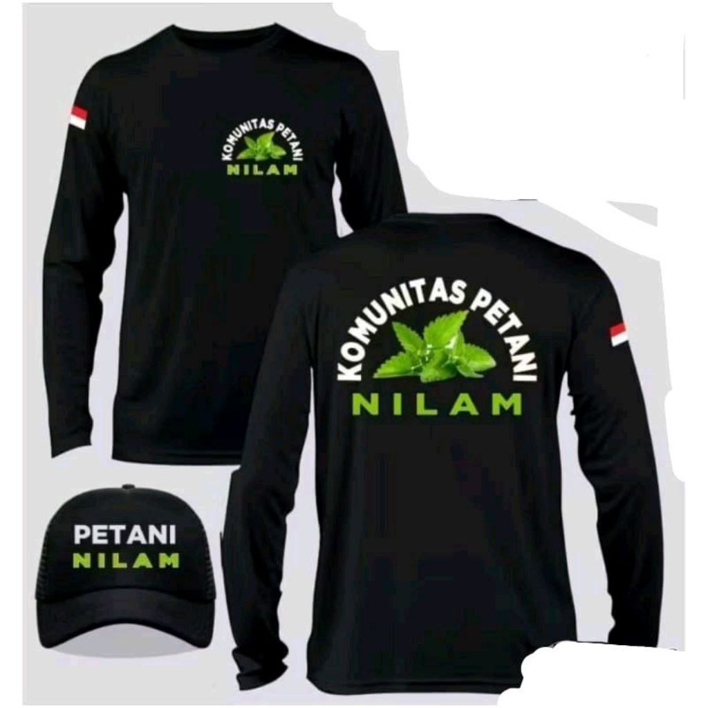 KAOS LENGAN PANJANG PETANI NILAM BONUS TOPI