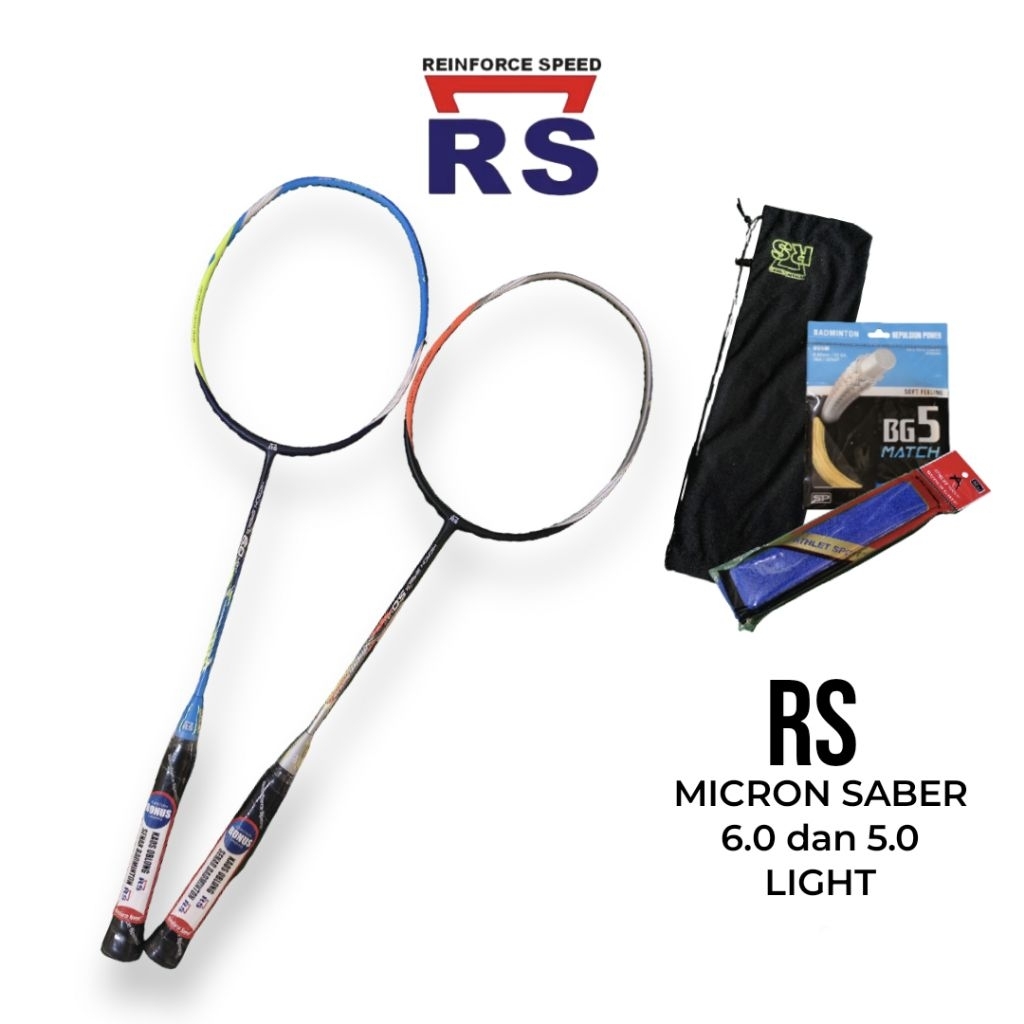Raket badminton original RS Micron Saber 6.0 dan 5.0 Light
