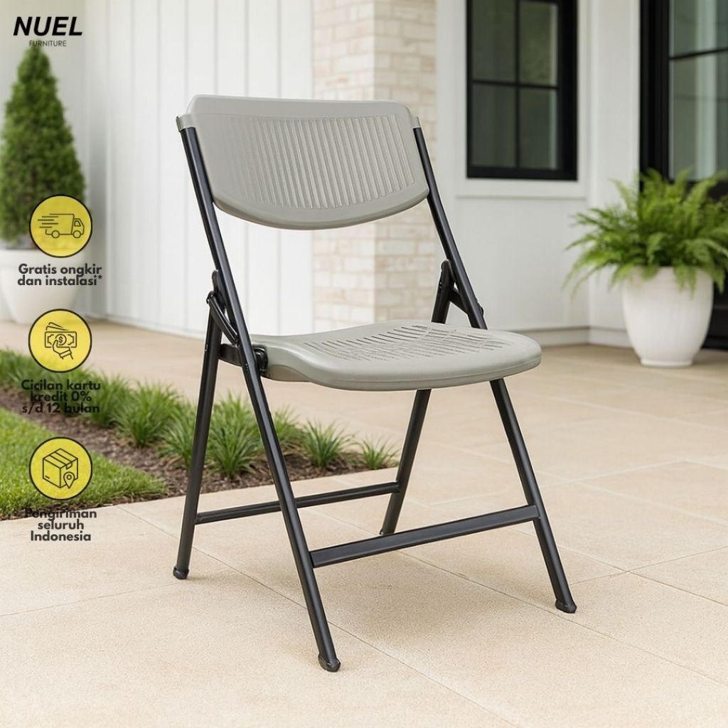 NUEL Kursi Lipat Plastik / Folding Chair Krisbow / Kursi Teras Olympic
