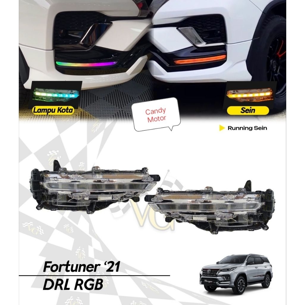 Drl + Runing Sein Fortuner 2021 - 2026 Rgb Wellcome Led Running Sein Import High Quality