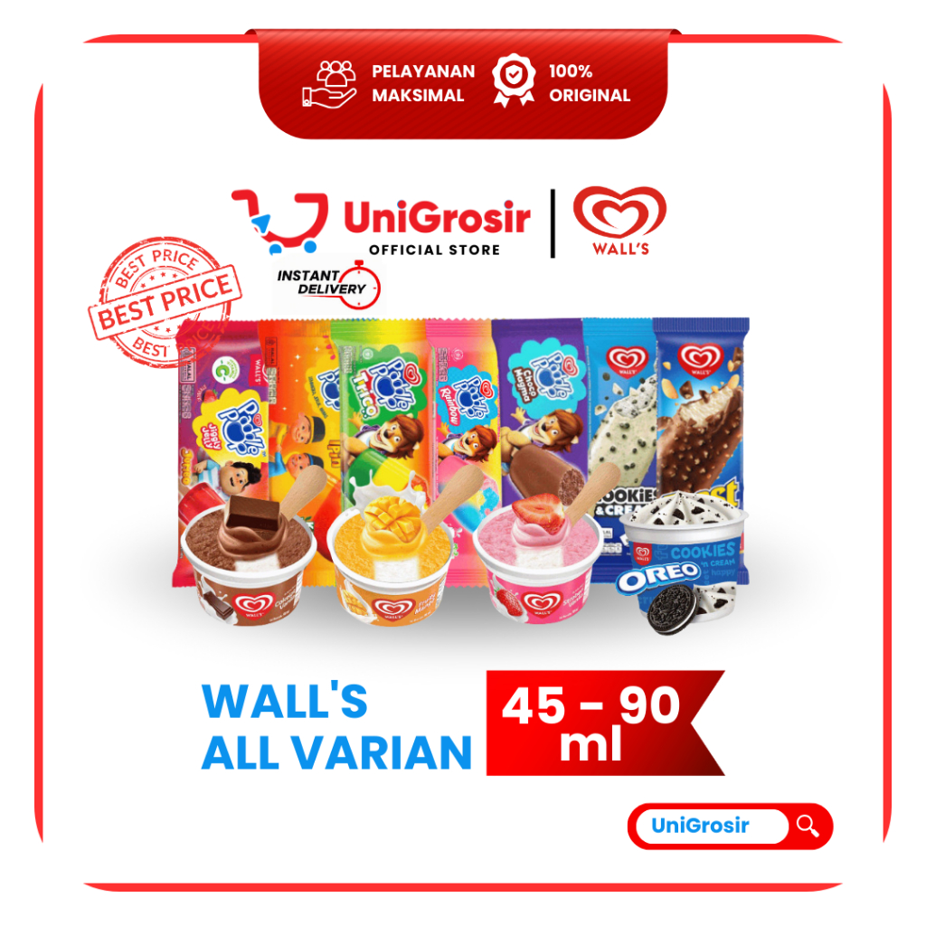 [UniGrosir] WALLS WALL'S ICE CREAM FEAST POPULAIRE PADDLE POP ALL VARIAN ES KRIM JUMBO UPIN IPIN COK