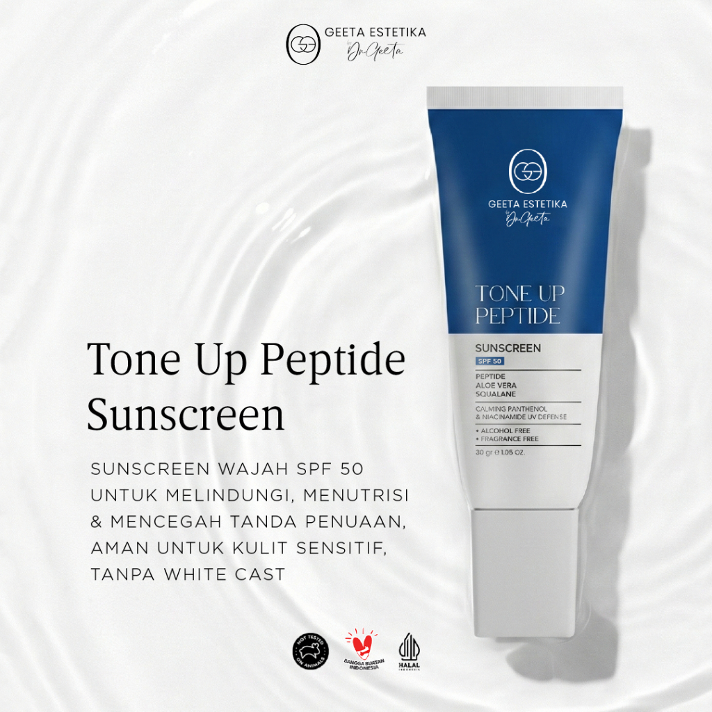 GEETA ESTETIKA By Dr Geeta Tone Up Peptide Sunscreen 30gr | Sunscreen Anti Aging dengan Efek Cerah I