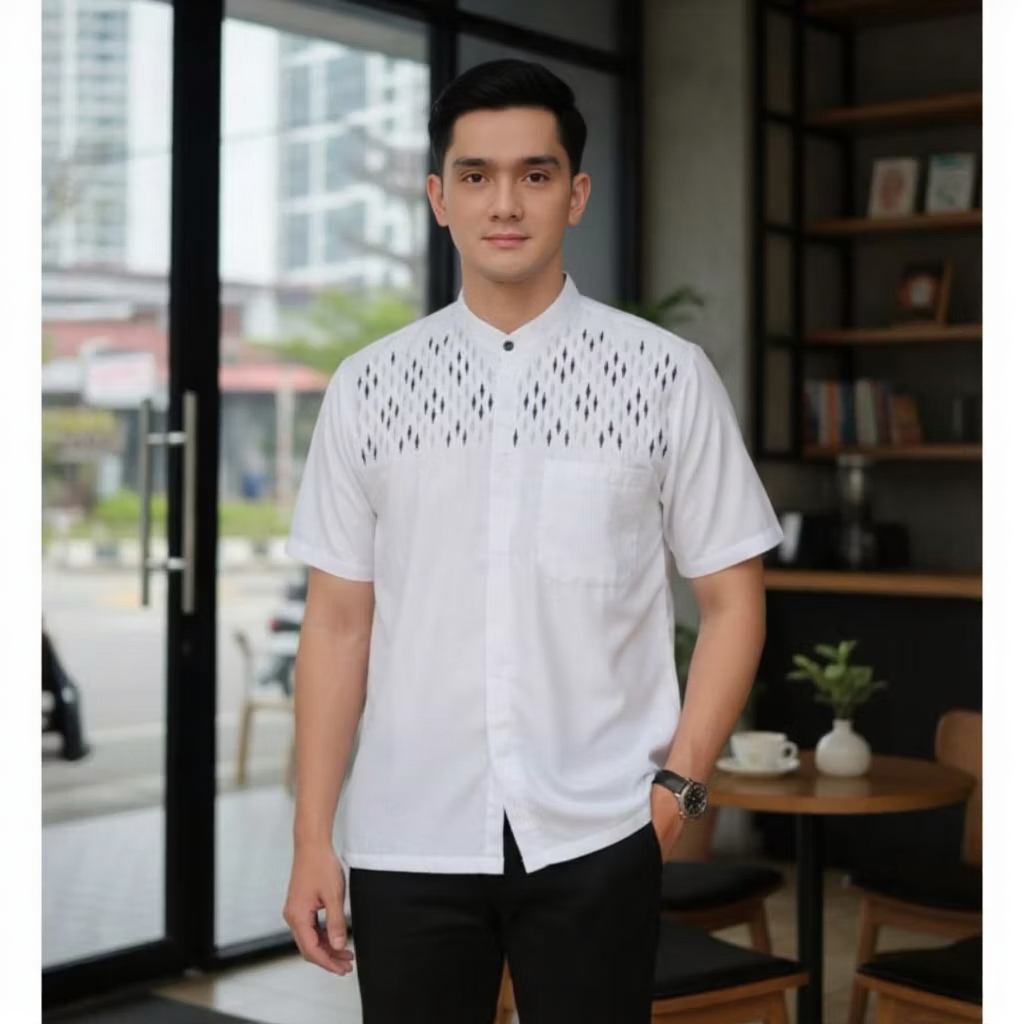 baju koko bordir motif ketupat lengan pendek baju koko lebaran koko lengan pendek baju koko pria baj