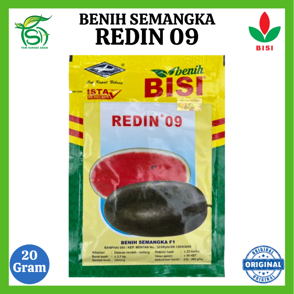 Benih Semangka REDIN 09 (20 Gram) - Bibit Hibrida F1 BISI Inul Merah