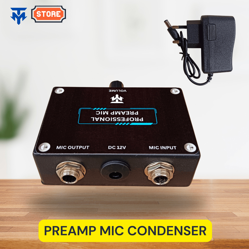 Penguat Mic Preamp Condenser Dinamic Memperkuat Sinyal Mic Jernih Stabil +adaptor