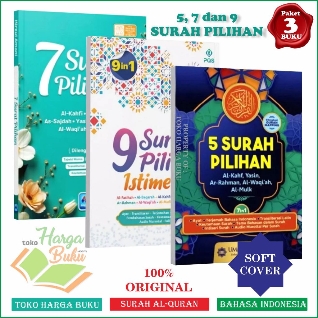 Paket 3 Buku Surat Pilihan dalam Al-Quran 5 Surah Pilihan 7 Surah Pilihan 9 Surah Pilihan ORIGINAL