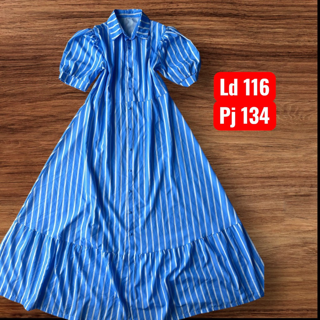 Dress panjang lengan balon liris