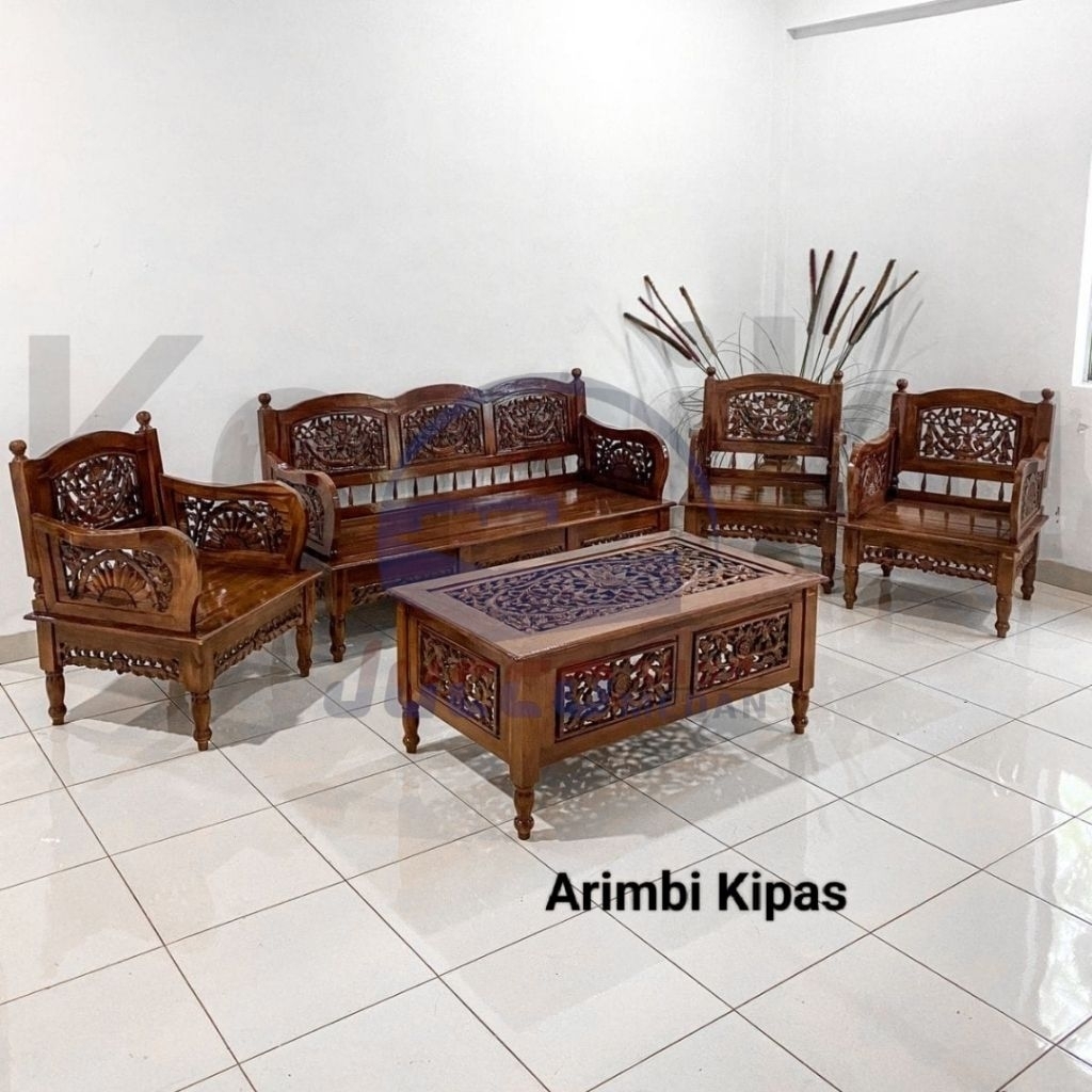 [ JUCCO ] Kursi Tamu Jepara 3211 Madura Melati - Sofa Kayu Jati Minimalis - Kursi Kayu Jepara Free M