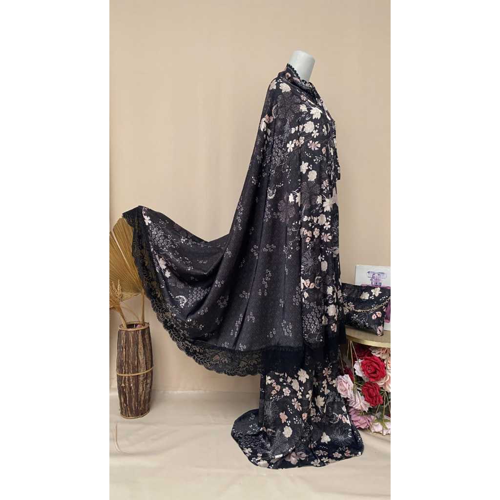 mukena travel silk Armani Silk Premium lembut berkilau mini pouch