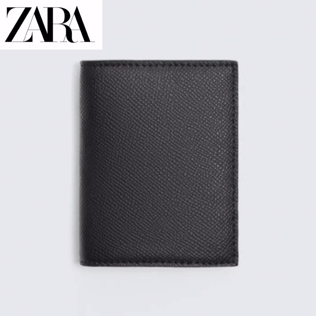 ZARA Men Card Holder Textured Vertical Dompet Kartu Pria Black