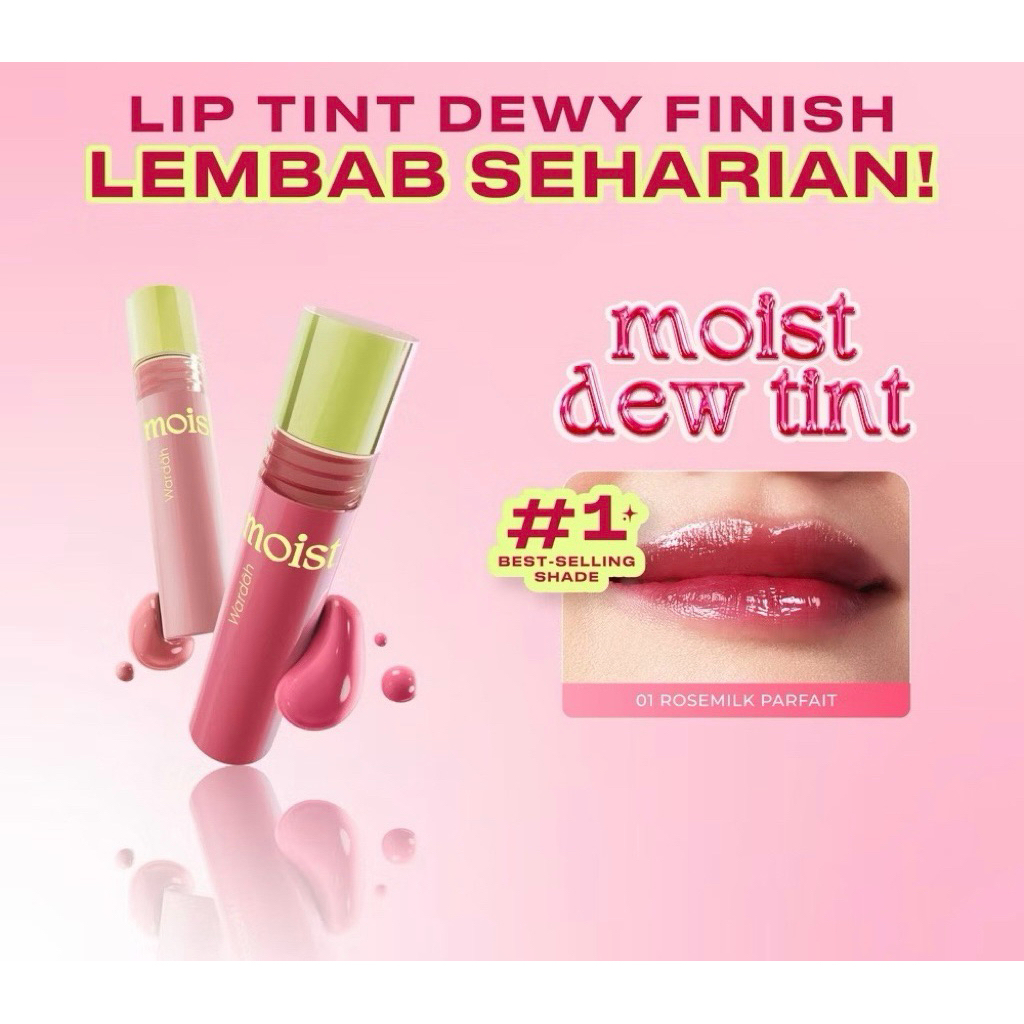 WARDAH Moist Dew Tint 3 g - Bibir Lembab - Tahan 24 Jam - Liptint Lip Stain Lipgloss Lip Matte Lipst