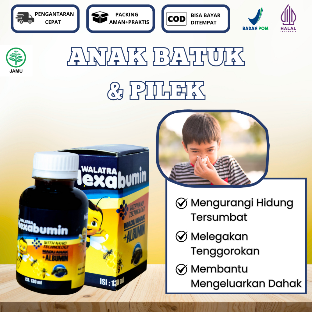 Obat Untuk Anak Batuk & Pilek, Membantu Mengeluarkan Dahak, Mengurangi Batuk Kering/ Berdahak-Hexabu