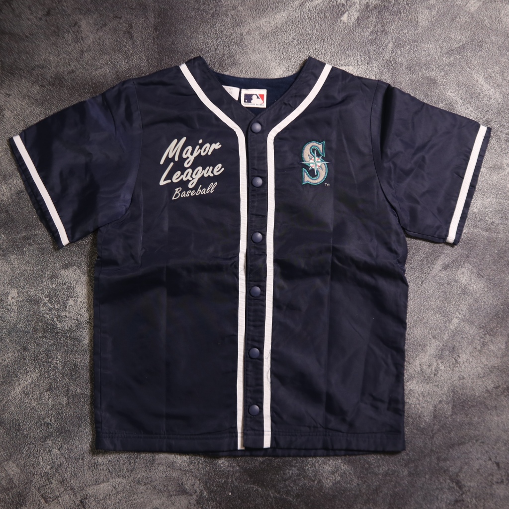 JACKET MLB SEATTLE MARINERS VARSITY JERSEY BASEBALL KIDS OUTER AN76 SIZE ANAK 140