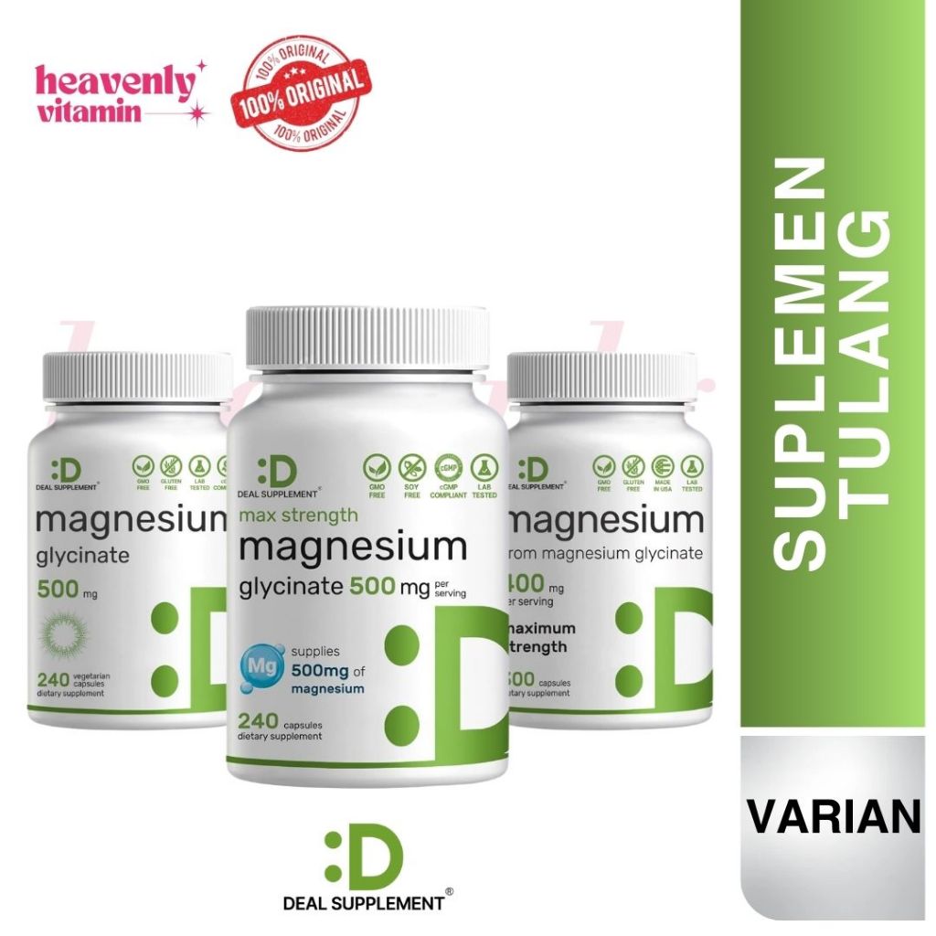 Deal Supplement Magnesium Glycinate 500mg -180 & 240 Veggie Capsules