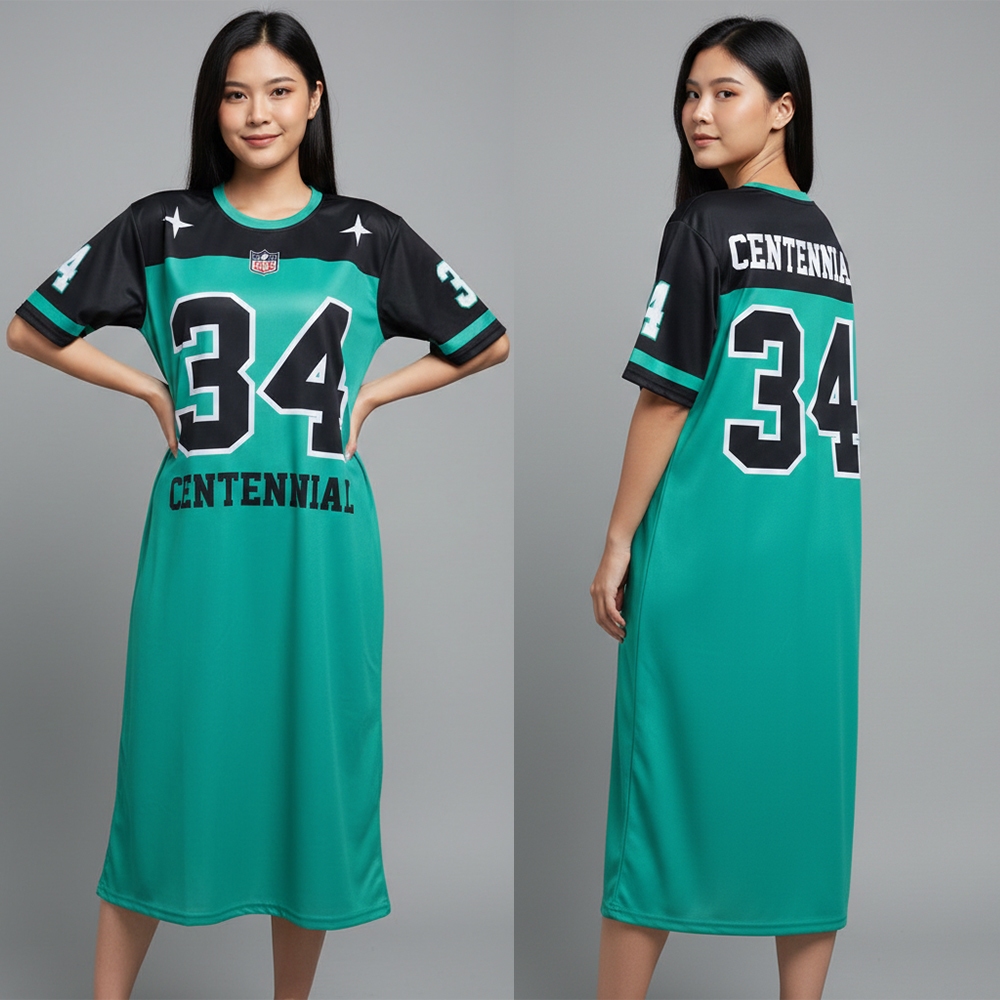 Dress Jersey Wanita Centennial 34 Dress Jersey Casual Daily Midi Dress Wanita Motif Printing Yukari