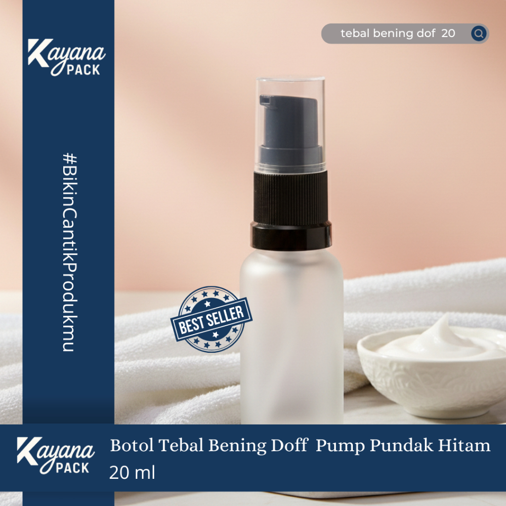 BOTOL SERUM TEBAL BENING FROSTED (DOFF) 20ML LOTION HITAM SET (tebal bening DOFF 20)