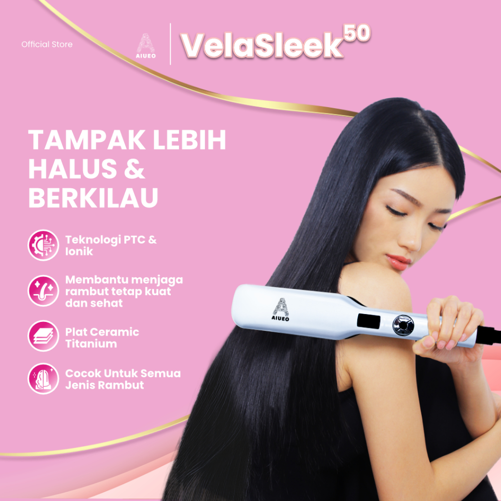 AIUEO VelaSleek50 Catokan Rambut Professional 45mm | Hair Straightener Ceramic Tourmaline Ion