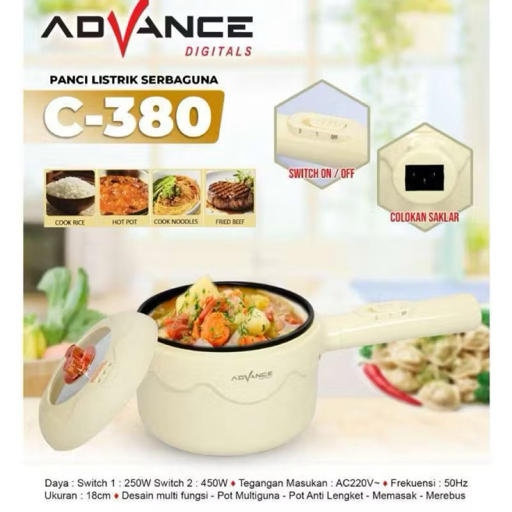Panci Listrik Advance C-380 Electric cooker serbaguna Advance ,Advance,panci listrik