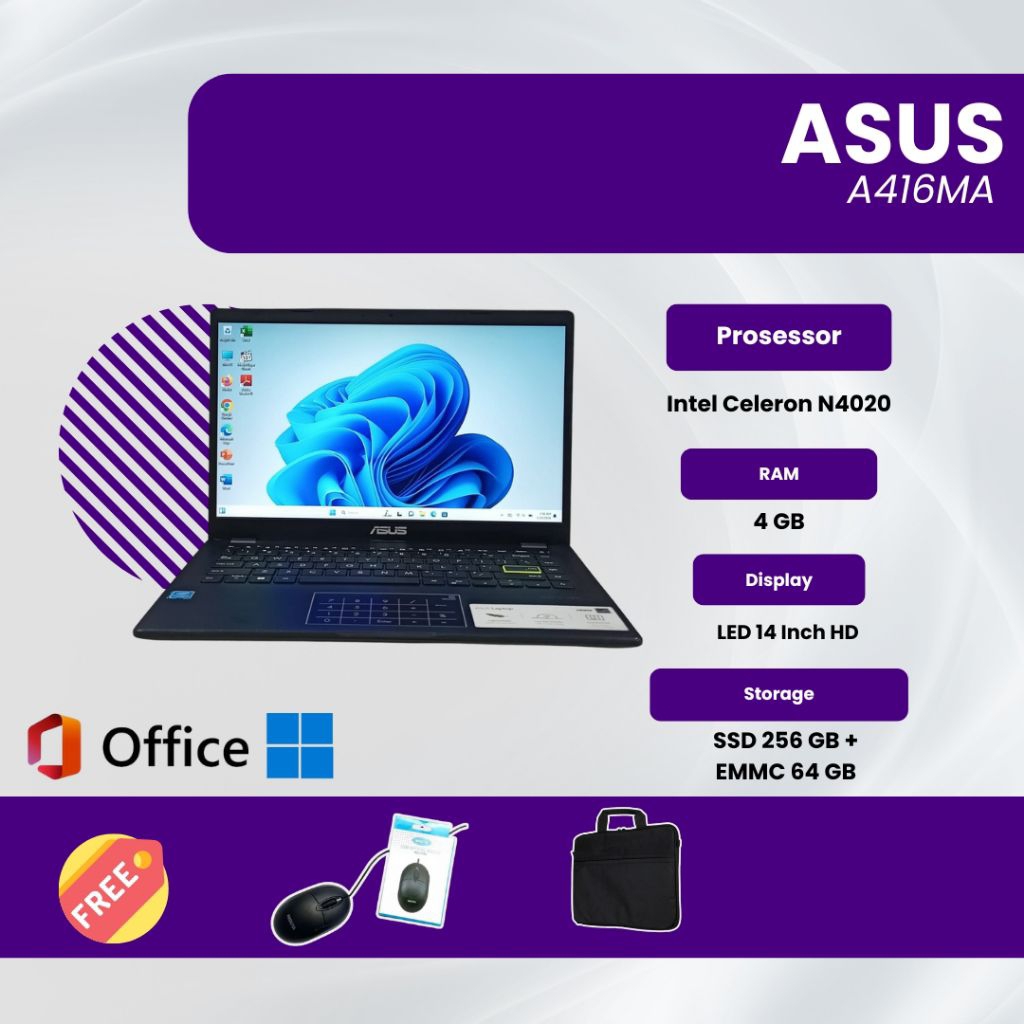 Laptop ASUS VivoBook A416MA Celeron N4020 Ram 4 GB SSD 256 GB LED 14 Inch HD