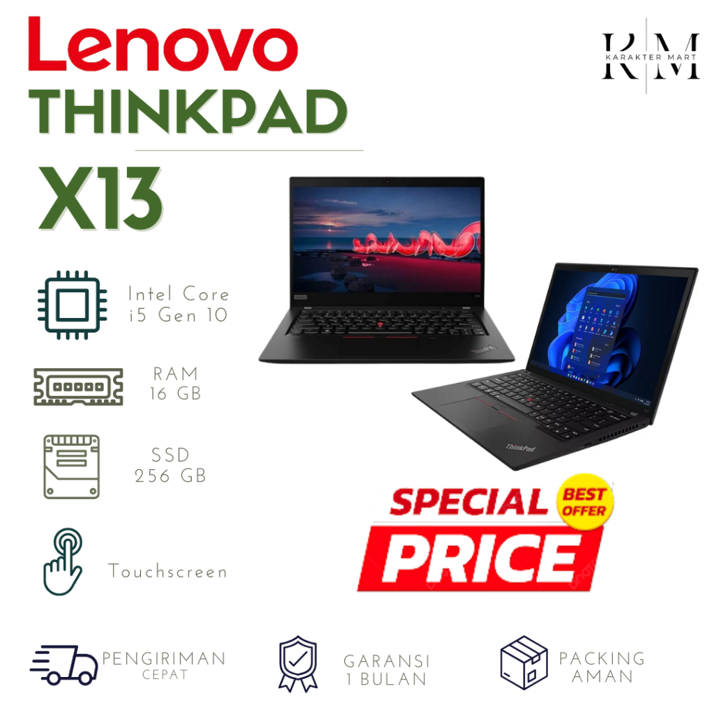 Laptop Lenovo X13 second  i5 Gen 10 Ram 16GB 13 Inch Touchscreen Garansi