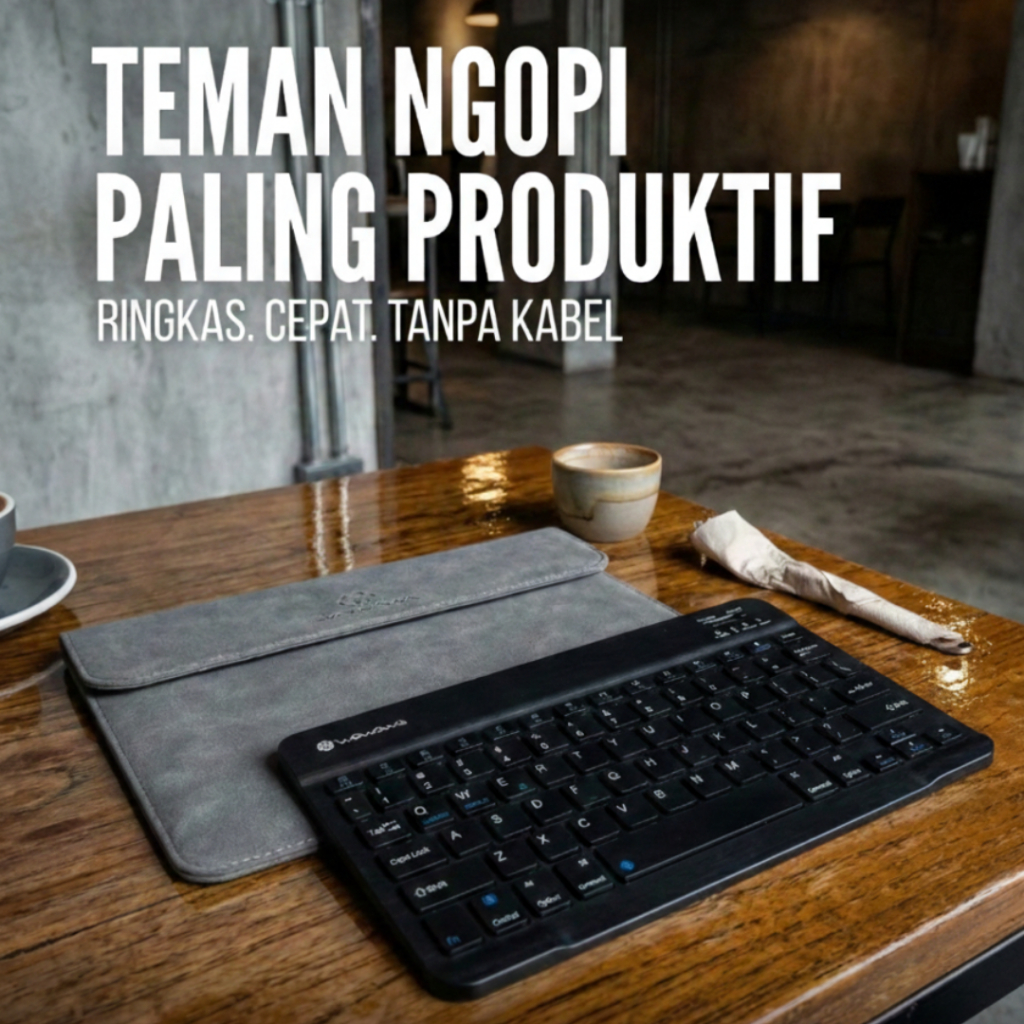 WAWAWA Wireless Keyboard Bluetooth WA-KEY01 + Pouch | Slim & Rechargeable