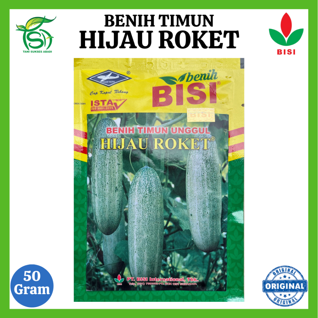 Benih Timun HIJAU ROKET (50 Gram) - Bibit Cap Kapal Terbang Bisi
