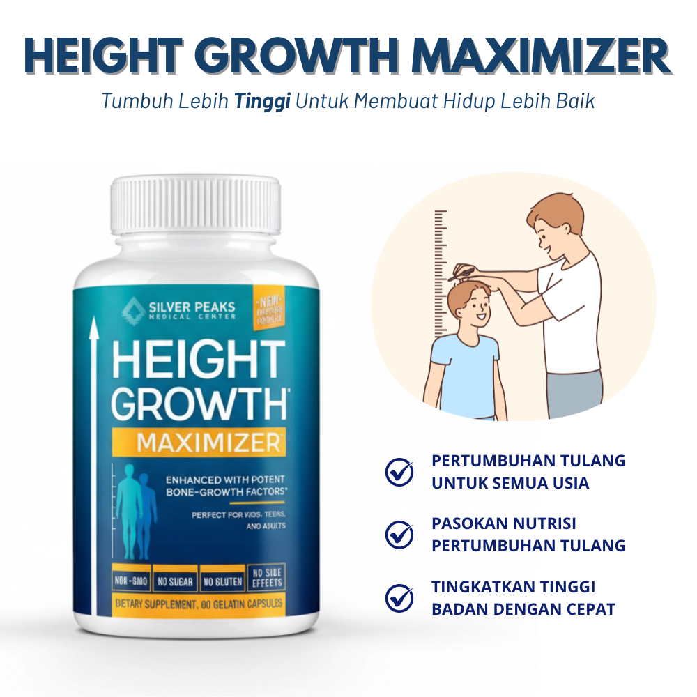 HEIGHT GROWTH MAXIMIZER ASLI 100% OBAT PENINGGI BADAN HERBAL SUPER GROW UP ASLI - HEIGTH GROWTH ORI