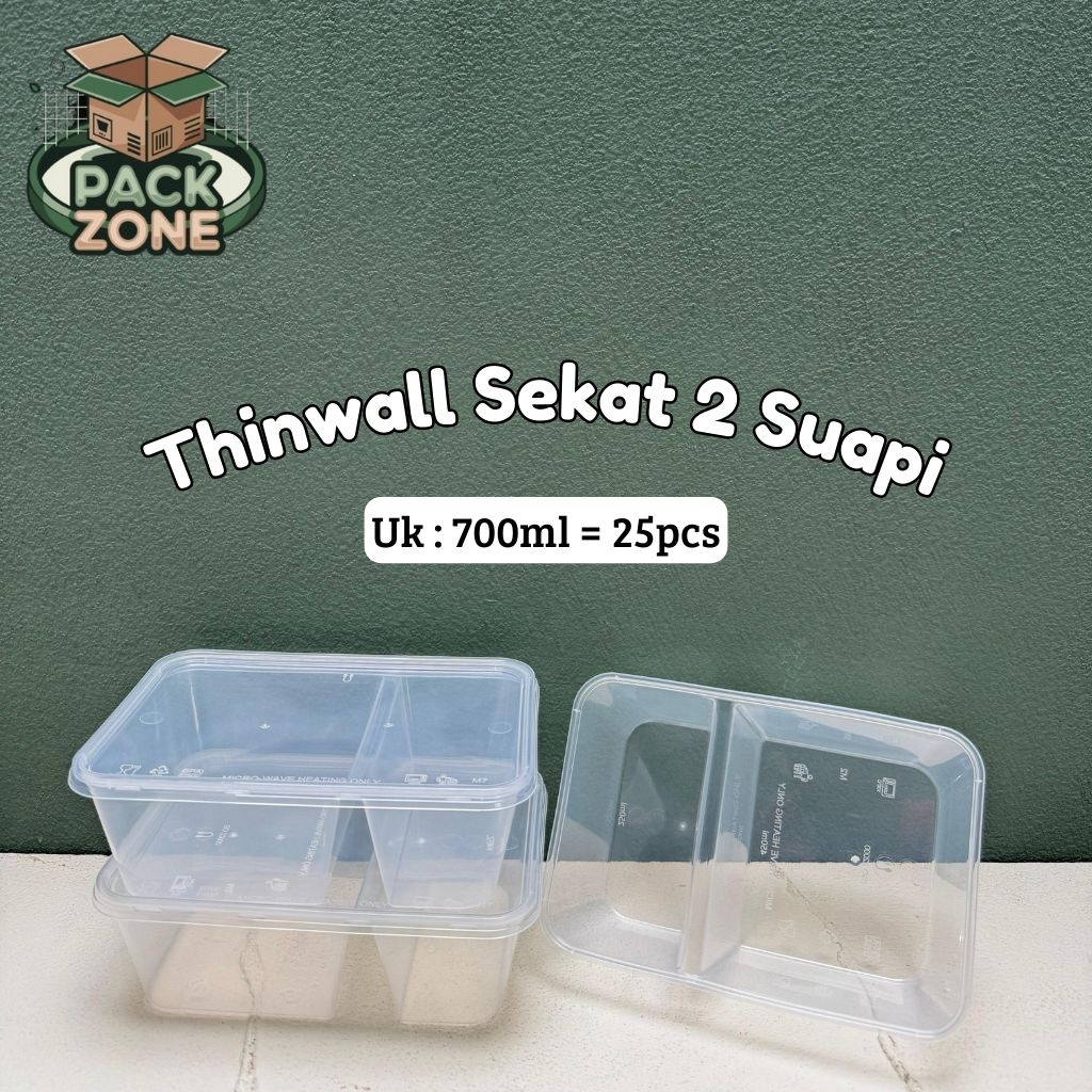 Thinwall Sekat 2 ukuran 700ml / Thinwall 1000ml / Mika Bento Sekat 4