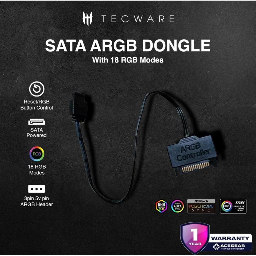Tecware ARGB Controller Fan Casing | SATA ARGB RGB DONGLE | 3 Pin to Sata 18 Mode Simple