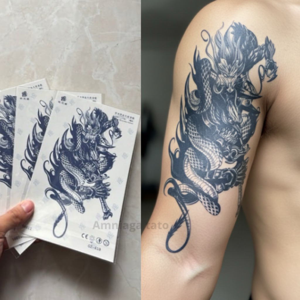 [COD] Tatto Naga Panjang Meligkar SEMI PERMANEN GZ-410 | Tatto Tempel Tinta Ink Fruit | Tatto Tubuh 