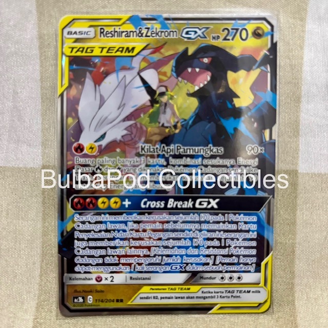 Pokemon TCG Indonesian Reshiram & Zekrom GX AC3b 114/204 RR Koleksi TAG TEAM B