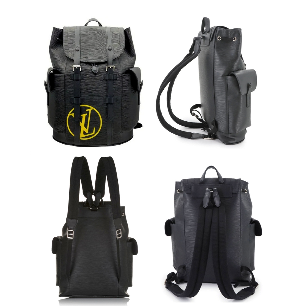 LOUIS VUITTON Christopher PM Backpack Leather Epi lV Circle Logo Noir M55138 Black Monogram Damier Y