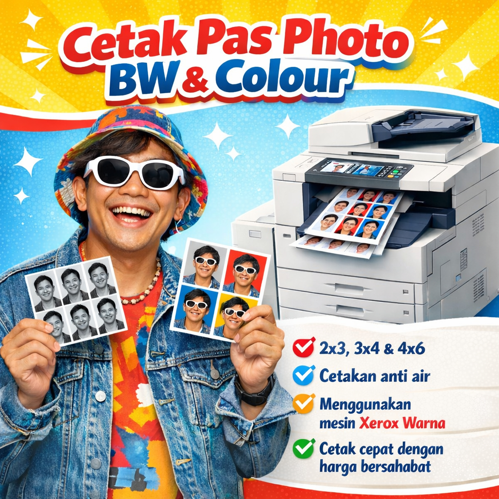 Jasa Cetak Pas Foto 2x3 3x4 4x6 | Pas Foto Formal Resmi | Hitam Putih & Warna