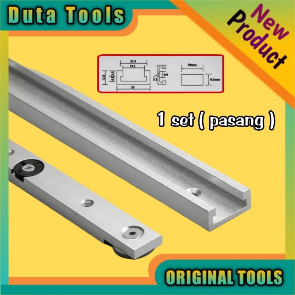 1 Set T track +  Miter Slot Slider Bar pasangan T track untuk Table Saw Router table Alumunium Aloy