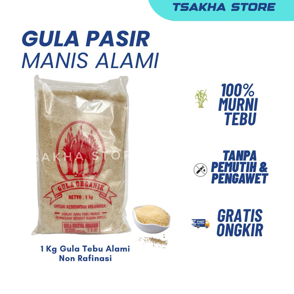 Gula Pasir Alami |Gula Tebu Organik (Gula Pasir No Rafinasi) | Raw Cane Sugar